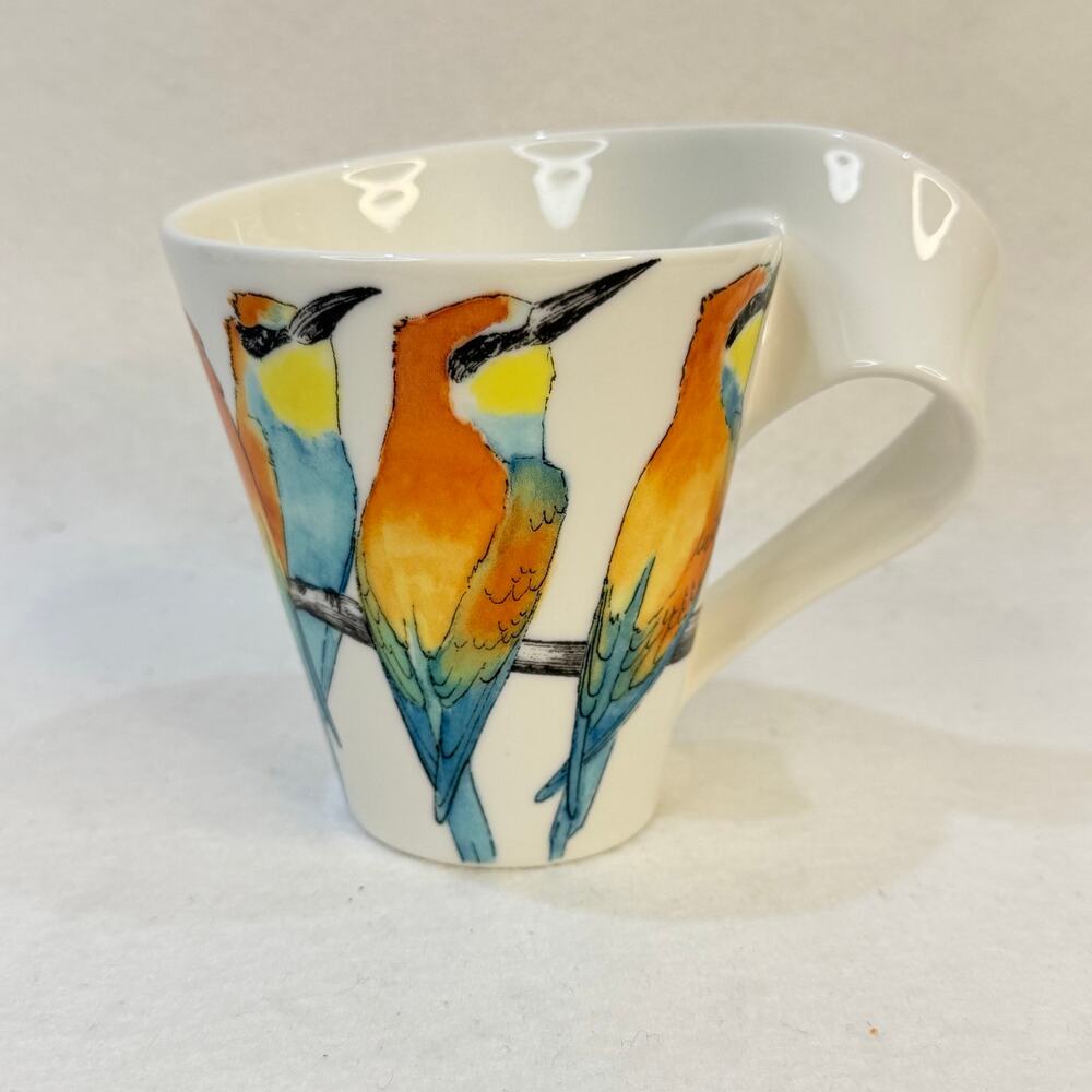 Villeroy & Boch Colorful Bee-Eater Birds NewWave Twisted Handle Coffee Mug 10 oz